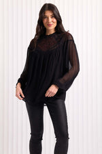 Foil Bead Fancy Top in Black Beaded