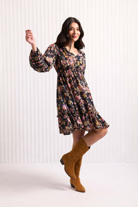 Foil Good Vintage Dress in Black Floral