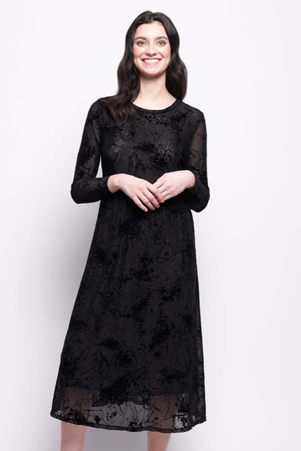 Foil International Velvet Dress in Black Splatter