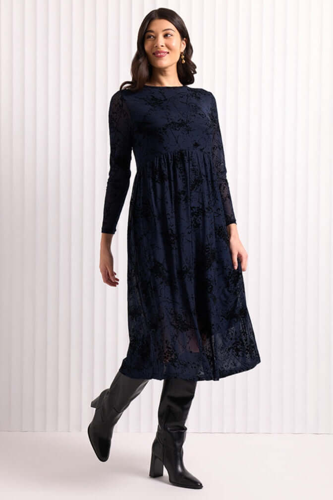 Foil International Velvet Dress in Midnight Splatter