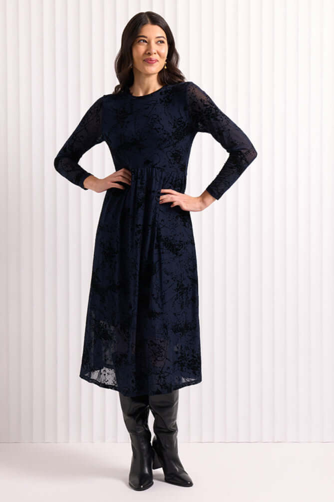 Foil International Velvet Dress in Midnight Splatter