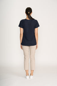 Foil Sew Cute Top in True Navy