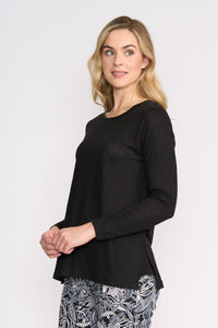 Foil Step Up Top in Black
