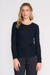 Foil Double Up Top in True Navy