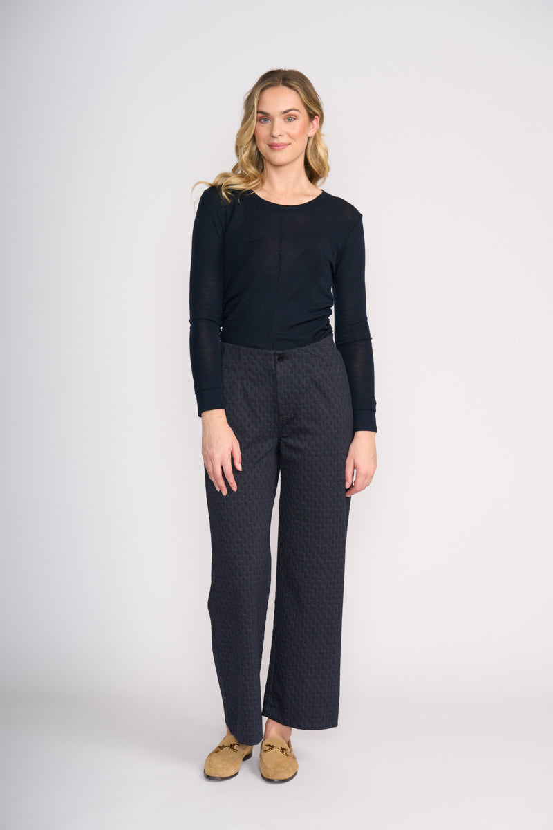 Foil Double Up Top in True Navy