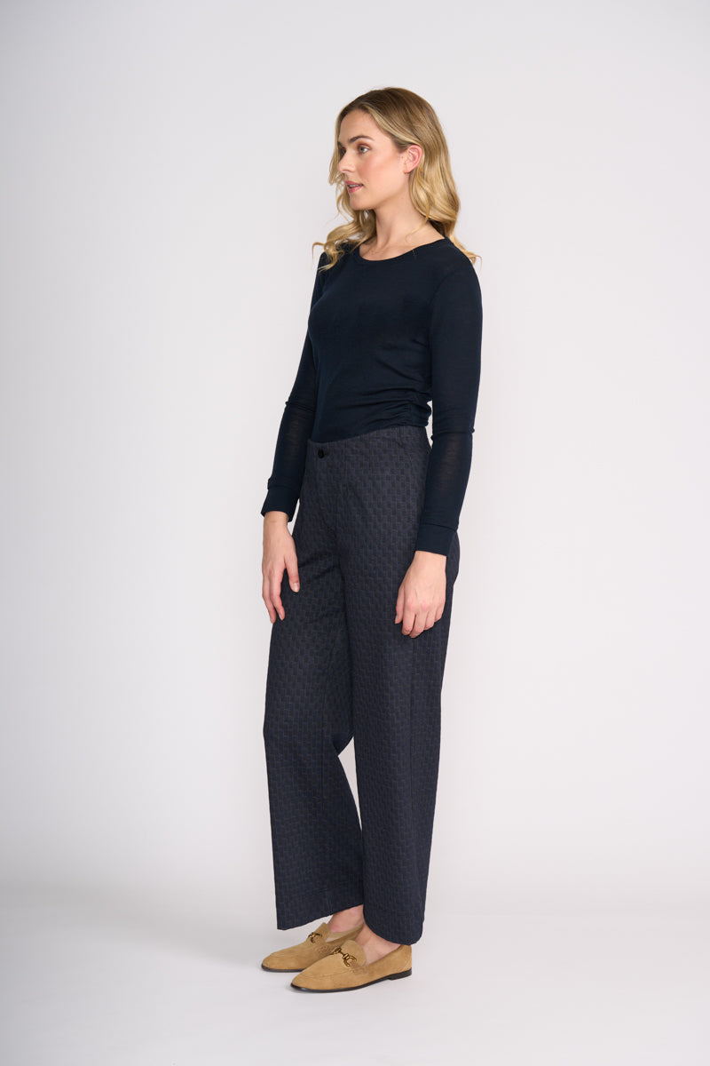 Foil Double Up Top in True Navy