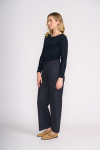 Foil Double Up Top in True Navy