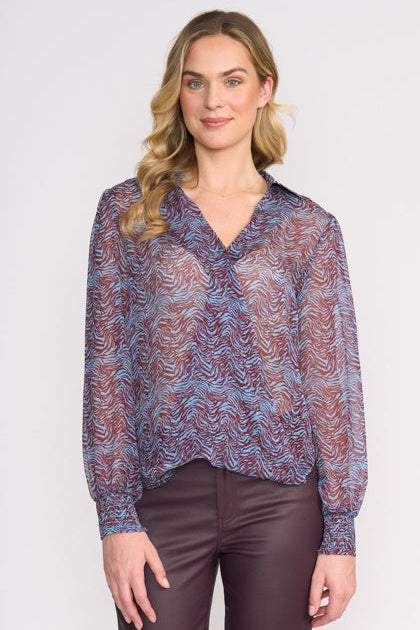 Foil Royal Gala Blouse in Typography