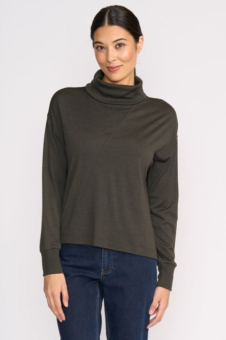 Foil At The Junction Top in Olive