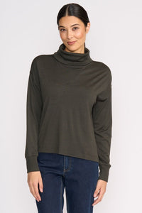Foil At The Junction Top in Olive