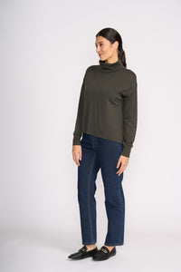 Foil At The Junction Top in Olive