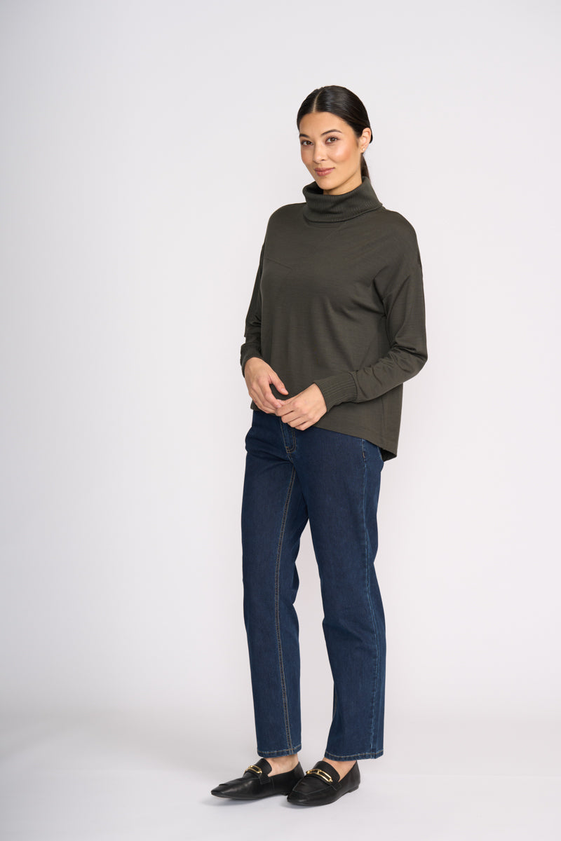 Foil At The Junction Top in Olive