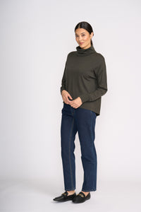 Foil At The Junction Top in Olive