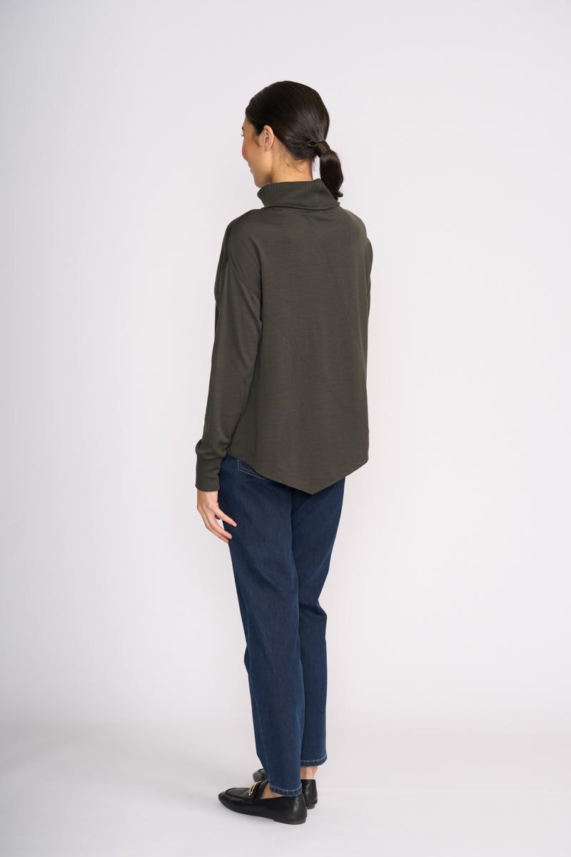 Foil At The Junction Top in Olive
