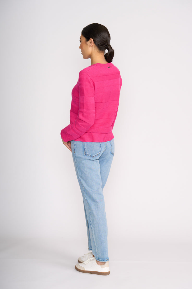 Foil Face Value Sweater in Electric Fuchsia
