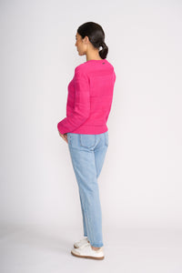 Foil Face Value Sweater in Electric Fuchsia