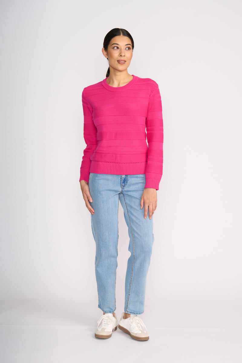 Foil Face Value Sweater in Electric Fuchsia