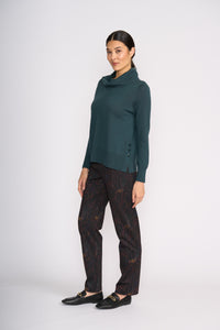 Foil Detail Driven Sweater in Ivy