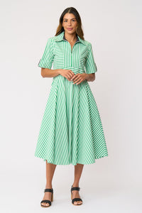 Foil ON POINT Dress in Mint Navy Stripe