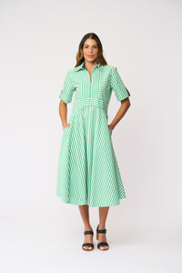 Foil ON POINT Dress in Mint Navy Stripe