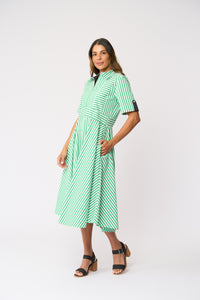 Foil ON POINT Dress in Mint Navy Stripe