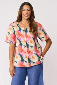 Foil ENCHANTING Top in Flower Burst