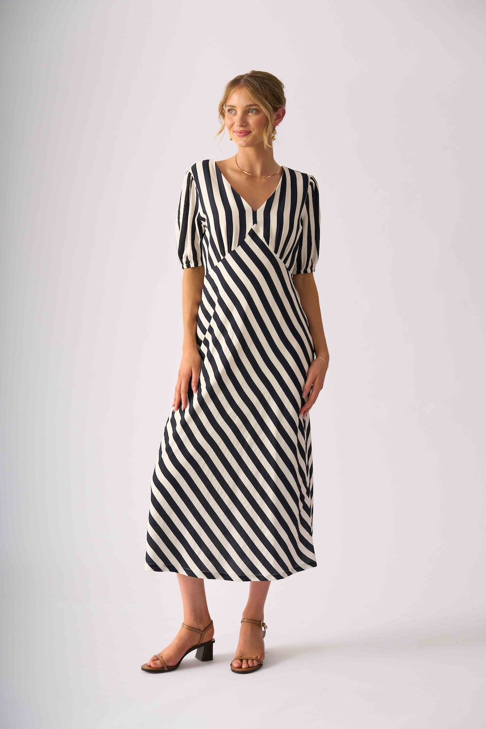Foil STRIPE DELIGHT Dress in Ink Stripe
