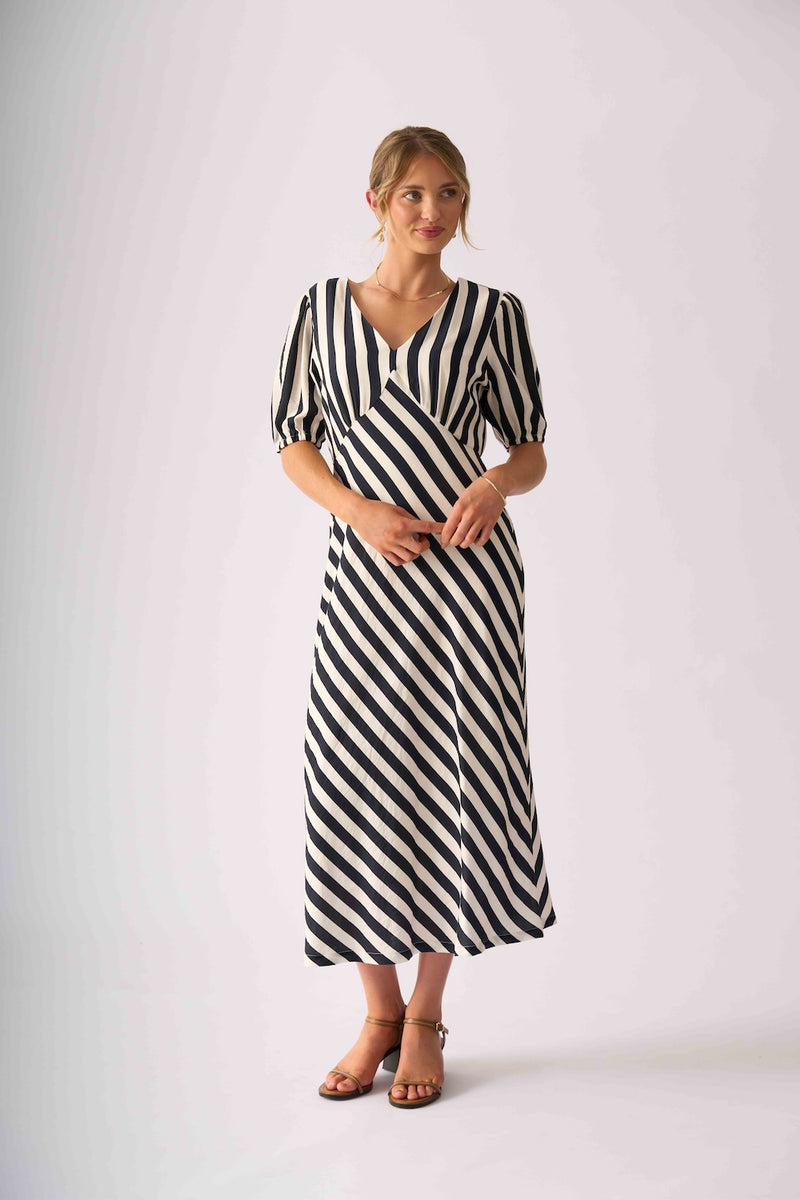 Foil STRIPE DELIGHT Dress in Ink Stripe