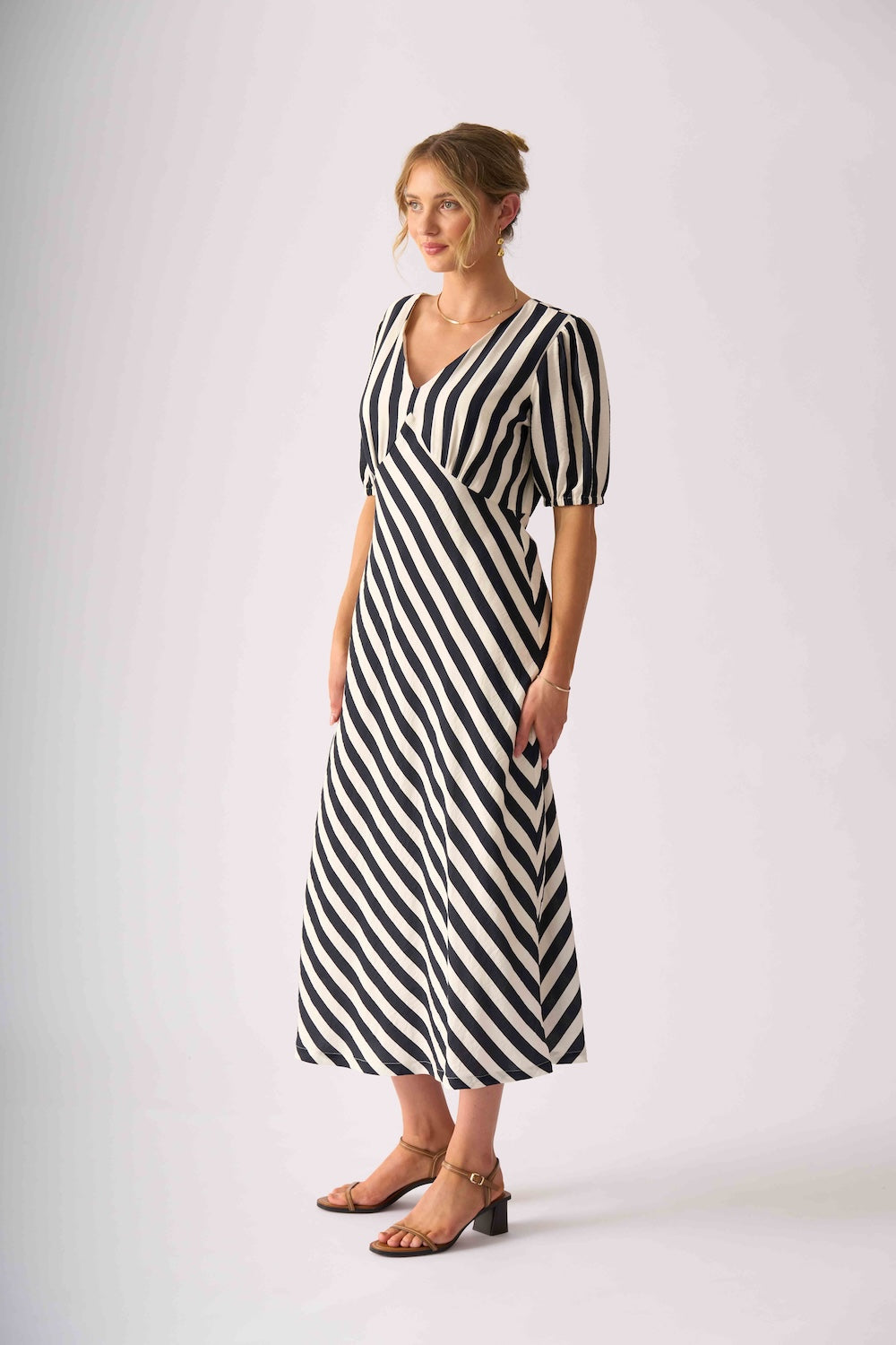 Foil STRIPE DELIGHT Dress in Ink Stripe