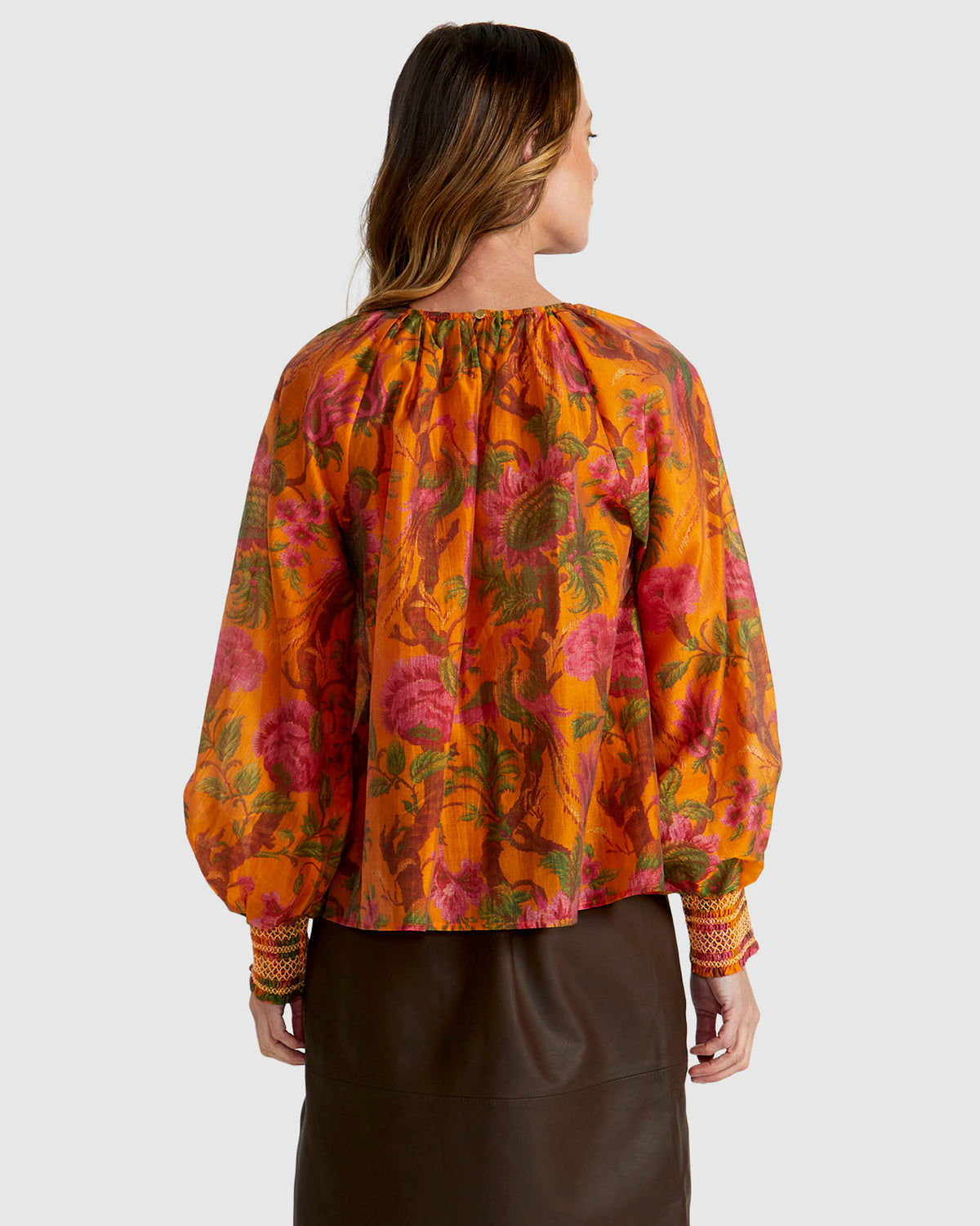 Fate + Becker Panama Top in Orange Floral