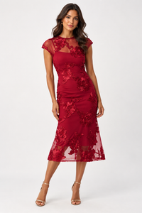 Joseph Ribkoff Embellished Dress in Deep Cherry 264143