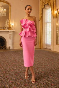 Elliatt ORELIA Pleated Midi Dress in Candy Pink