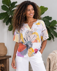 See Saw Lace Trim Top in Petal Drift