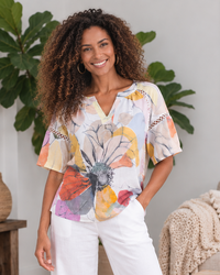 See Saw Lace Trim Top in Petal Drift