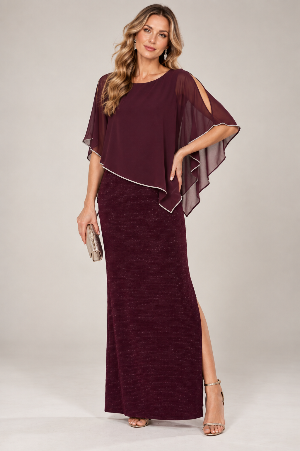 Lyman Sparkle Gown in Merlot Shimmer 179257