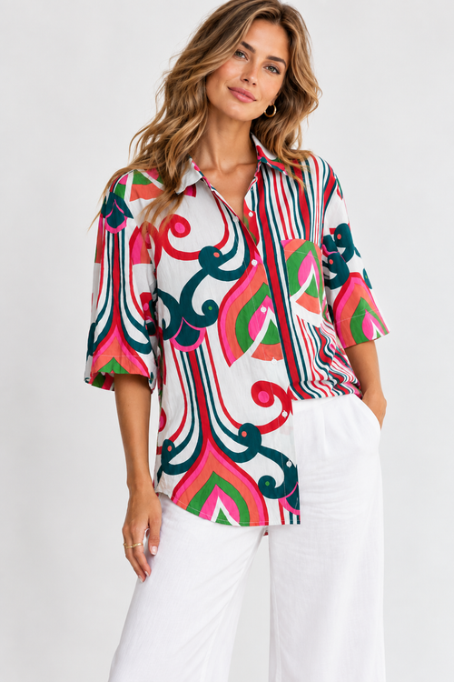 Lula Life SADIE Shirt in Melon
