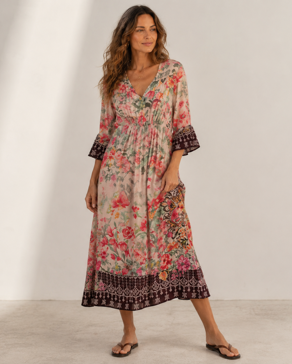 Lula Soul LA MAROMA Midi Dress in Espresso