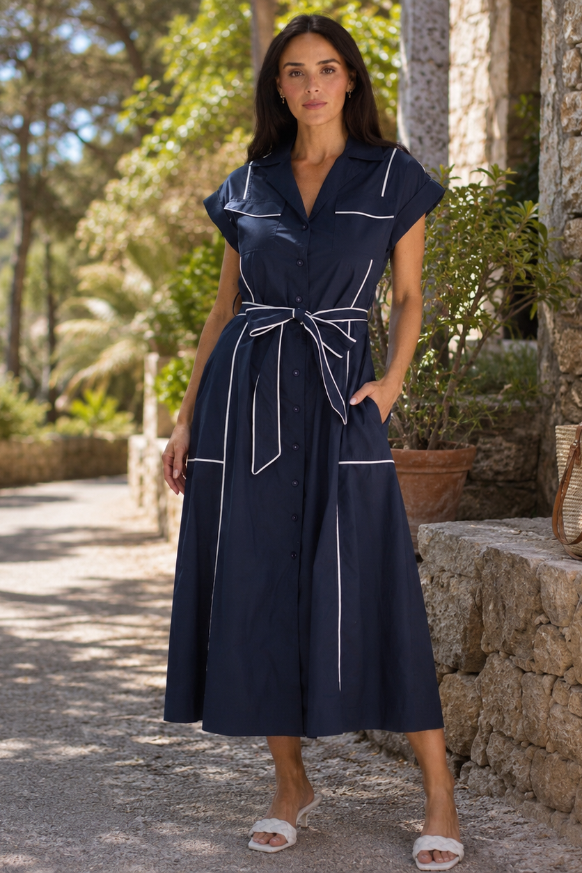 Brave + True PORTIA Dress in Navy White