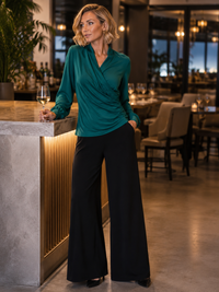 Joseph Ribkoff Satin Top in Opulent Green 264026