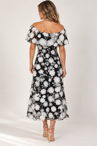 Trellis Lane BENNI Off The Shoulder Dress in Black White