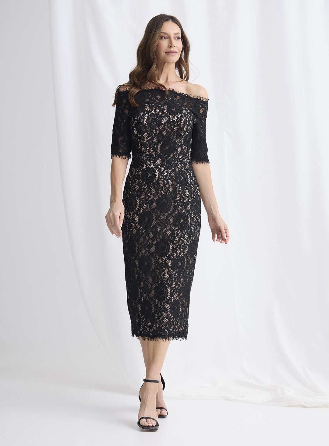 Trellis Lane GISELLE Dress in Black Nude Lace