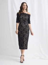 Trellis Lane GISELLE Dress in Black Nude Lace