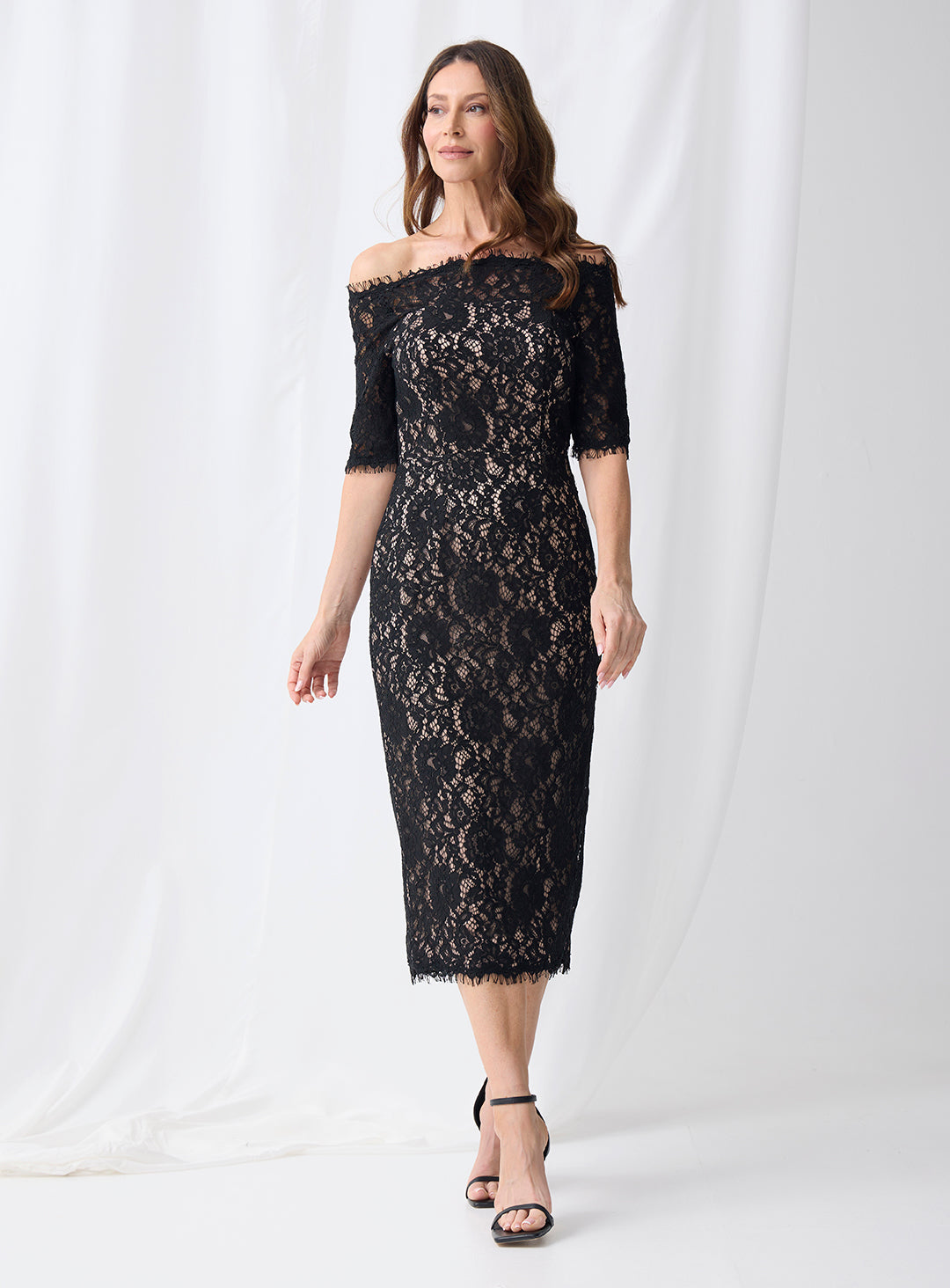 Trellis Lane GISELLE Dress in Black Nude Lace