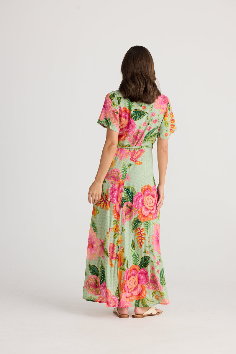 Holiday Tropics Wrap Dress in Pasito