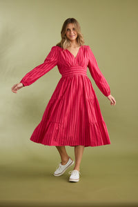 Holiday Cove Dress in Hibiscus Stripe