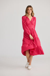 Holiday Cove Dress in Hibiscus Stripe
