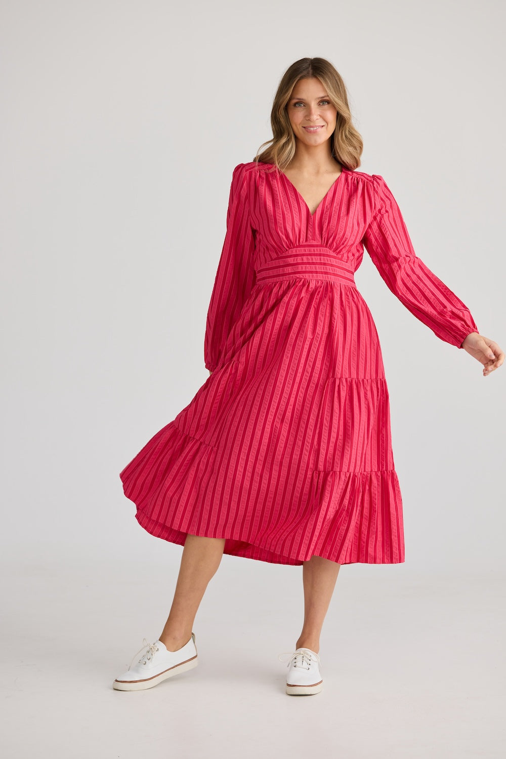Holiday Cove Dress in Hibiscus Stripe