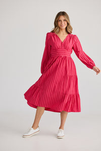 Holiday Cove Dress in Hibiscus Stripe