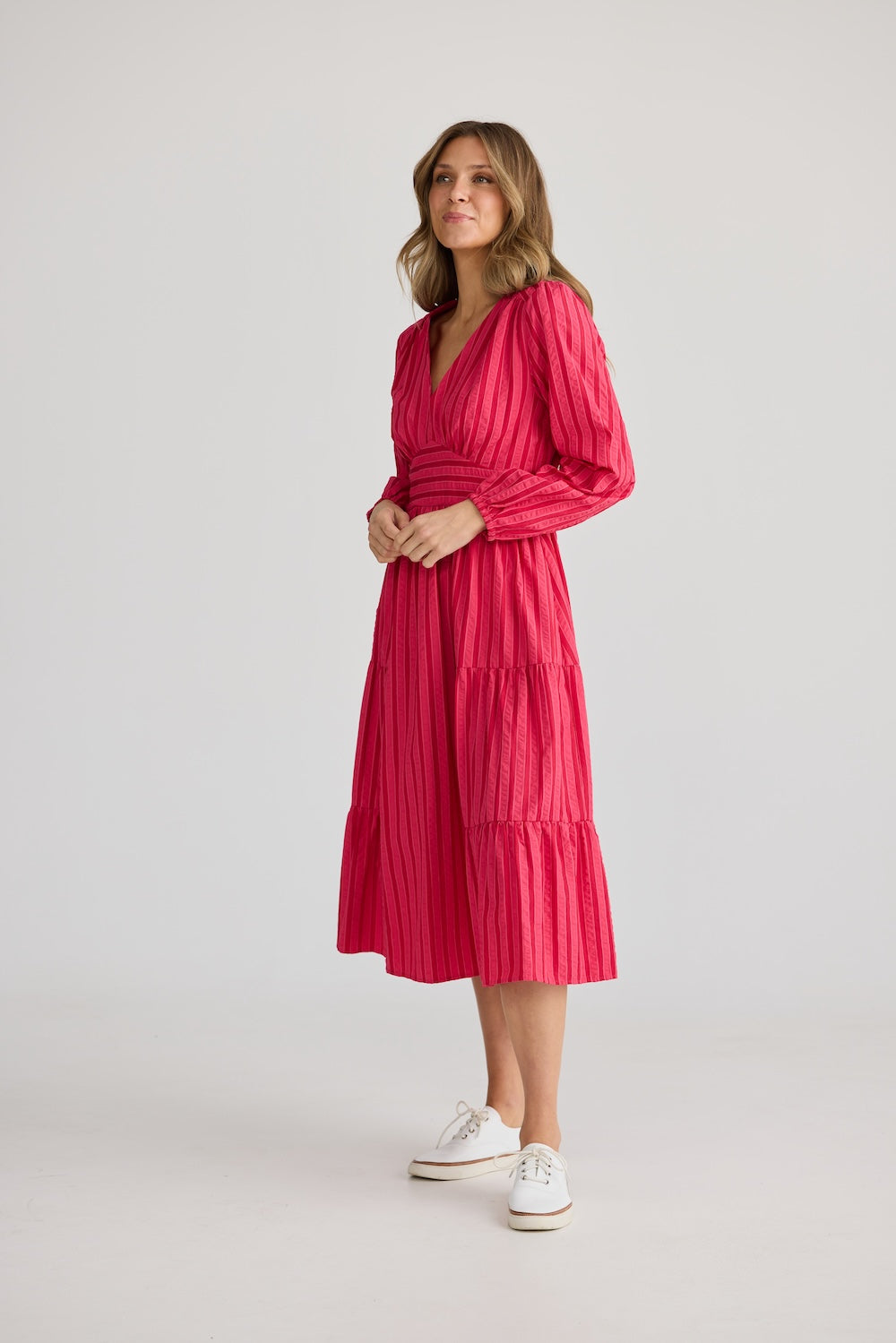 Holiday Cove Dress in Hibiscus Stripe
