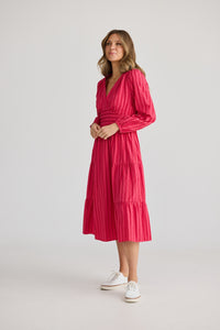 Holiday Cove Dress in Hibiscus Stripe